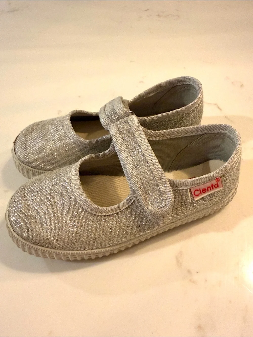 Cienta Silver Glitter Mary Jane Sneakers Toddler Size 26